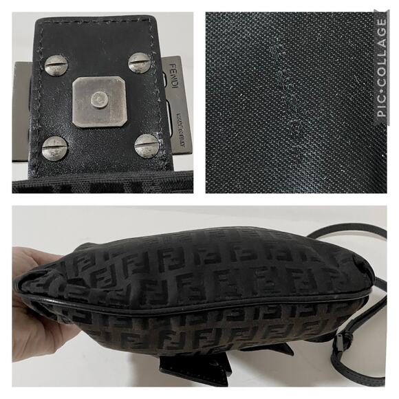 Fendi FF Logo Small Zucca Zucchino Monogram Canvas Crossbody Bag Purse - Picture 4 of 13